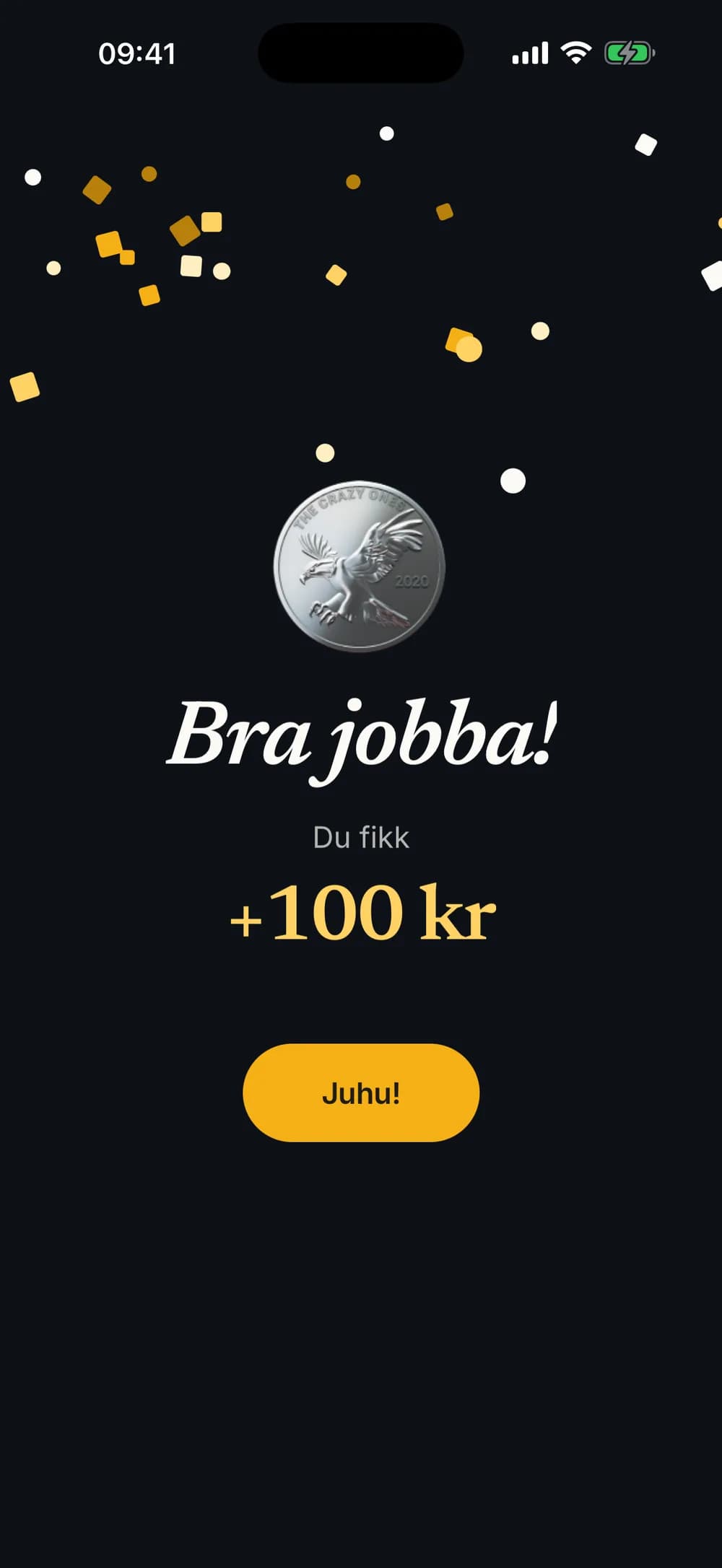 Feiringen barnet ser etter å ha markert en oppgave som gjort, med +100 kr.